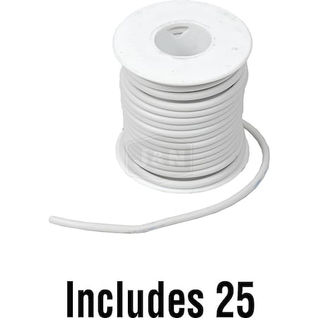 Aftermarket Primary Wire, GPT, 10 AWG, Copper, White, PVC Jacket, Stranded 600-10006-25-JN